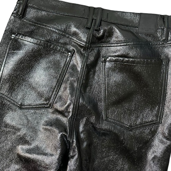 Free People Liquid Black Vinyl Jeans Size 31 Retro 70s Latex Shiny Goth Punk New - Picture 12 of 17